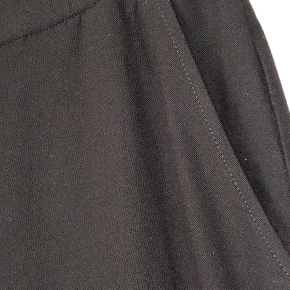 Eileen Fisher Black Pull On Pants MEDIUM Textured Stretch Fabric Wide Band - Picture 9 of 12
